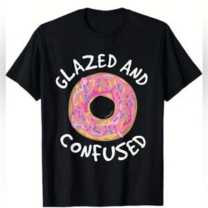 Pink Sprinkled Donuts Lover 100% Cotton Black Funny Tee T-Shirt Men’s Sz‎ XL NEW